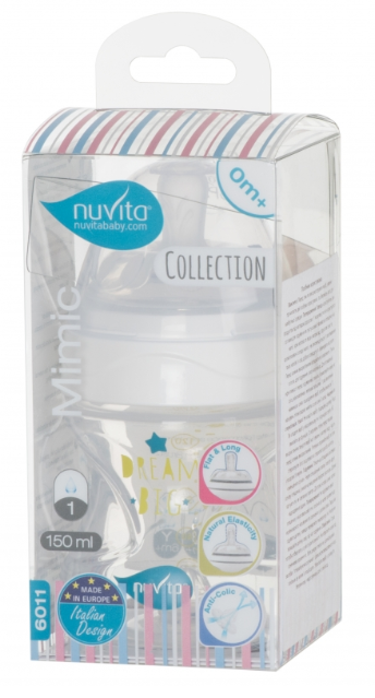 Бутылочка для кормления Nuvita Mimic Collection, антиколиковая, 150 мл, белый (NV6011BIANCO) - фото 3
