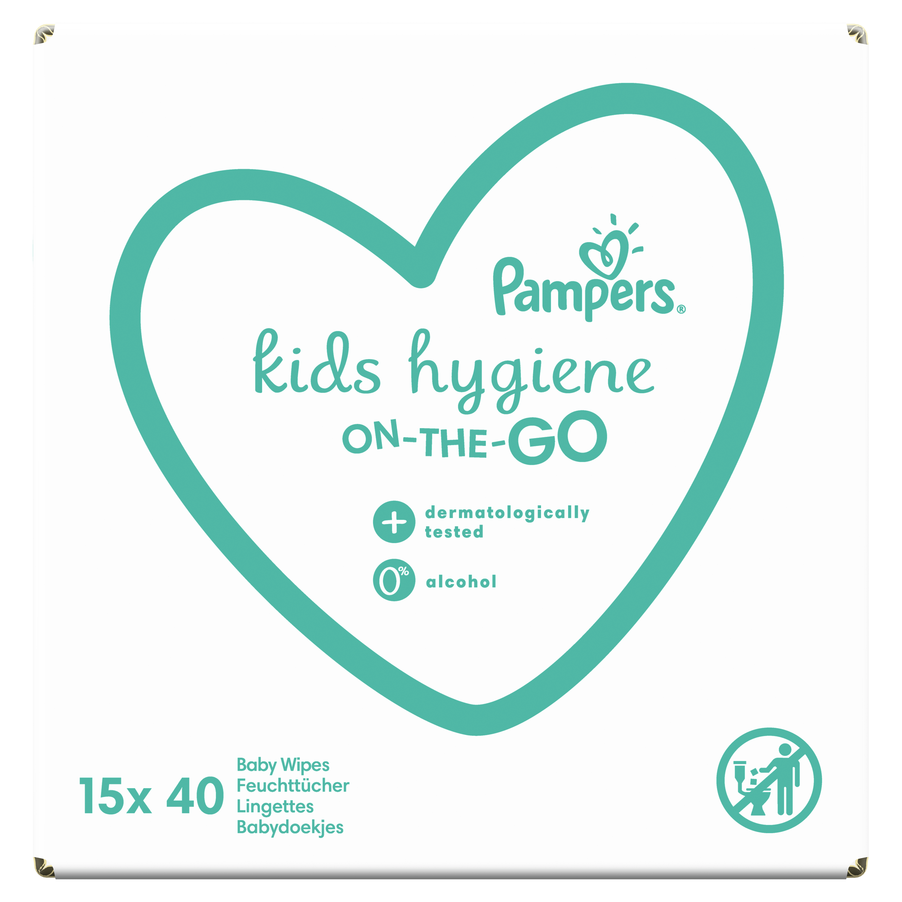 Набір дитячих вологих серветок Pampers Kids Hygiene On-The-Go, 600 шт. (15 упаковок по 40 шт.) - фото 2
