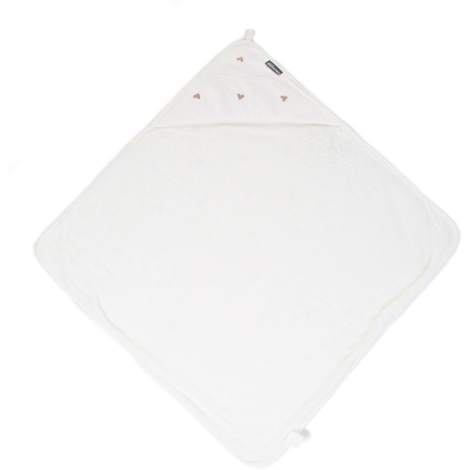 Рушник з капюшоном Childhome Hearts, 80x80 см, білий (CCBCJOH) - фото 4