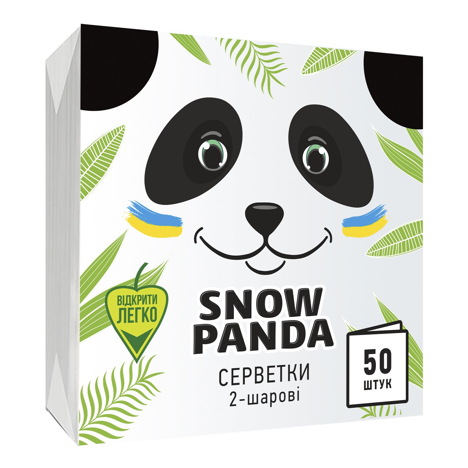 Двошарові паперові серветки Сніжна Панда, 50 шт., білий - фото 1