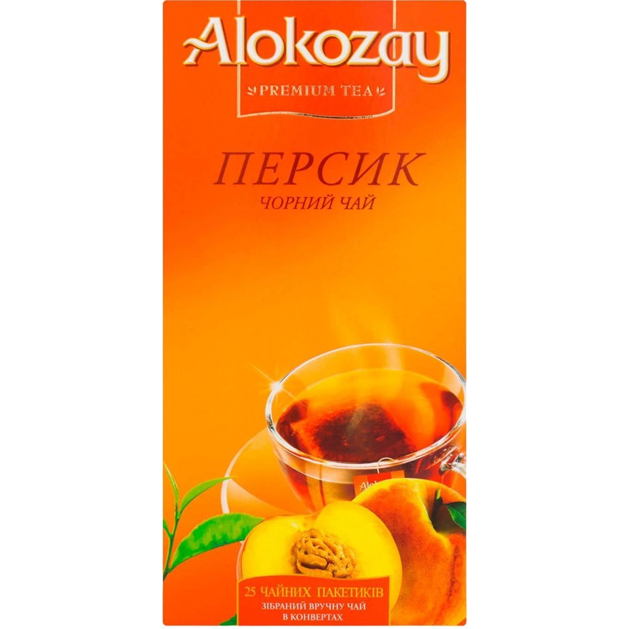 Чай чорний Alokozay Персик байховий, 50 г (25 шт. по 2 г) (888931) - фото 1