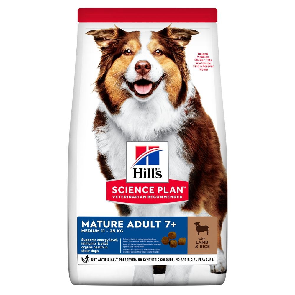 Сухий корм для зрілих собак середніх порід Hill’s Science Plan Mature Adult 7+ Medium Breed, від 7 років, з ягням та рисом, 2,5 кг (604287) - фото 1