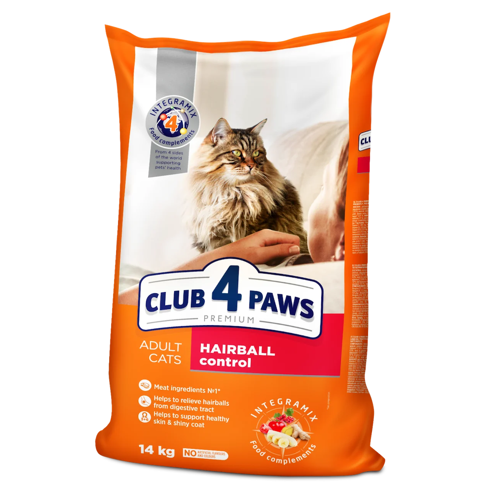 Сухой корм для кошек Club 4 Paws Premium с эффектом выведения шерсти из пищеварительного тракта, 14 кг (B4630101) - фото 1