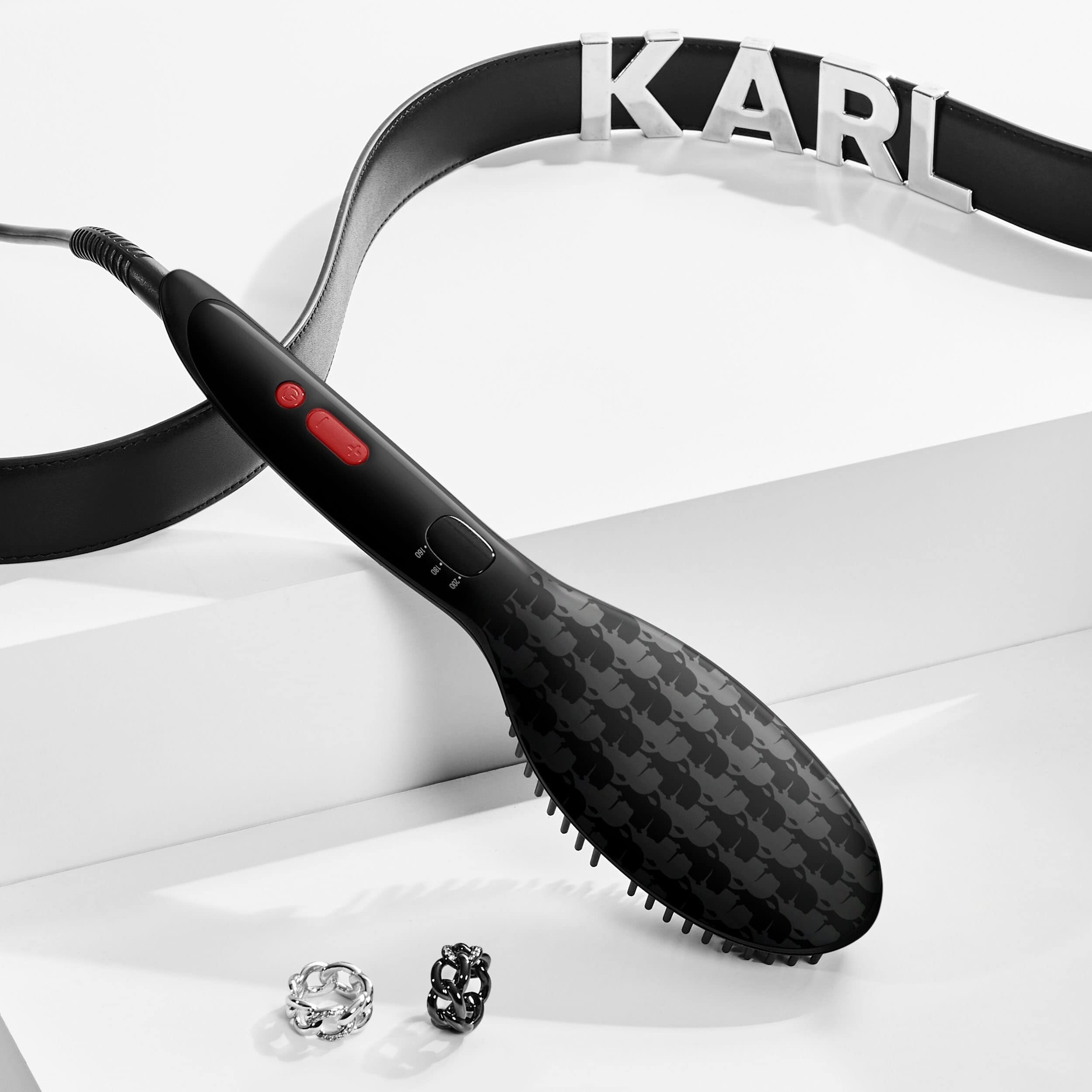 Щетка-выпрямитель Rowenta Powerstraight Karl Lagerfeld, черная (CF582LF0) - фото 5