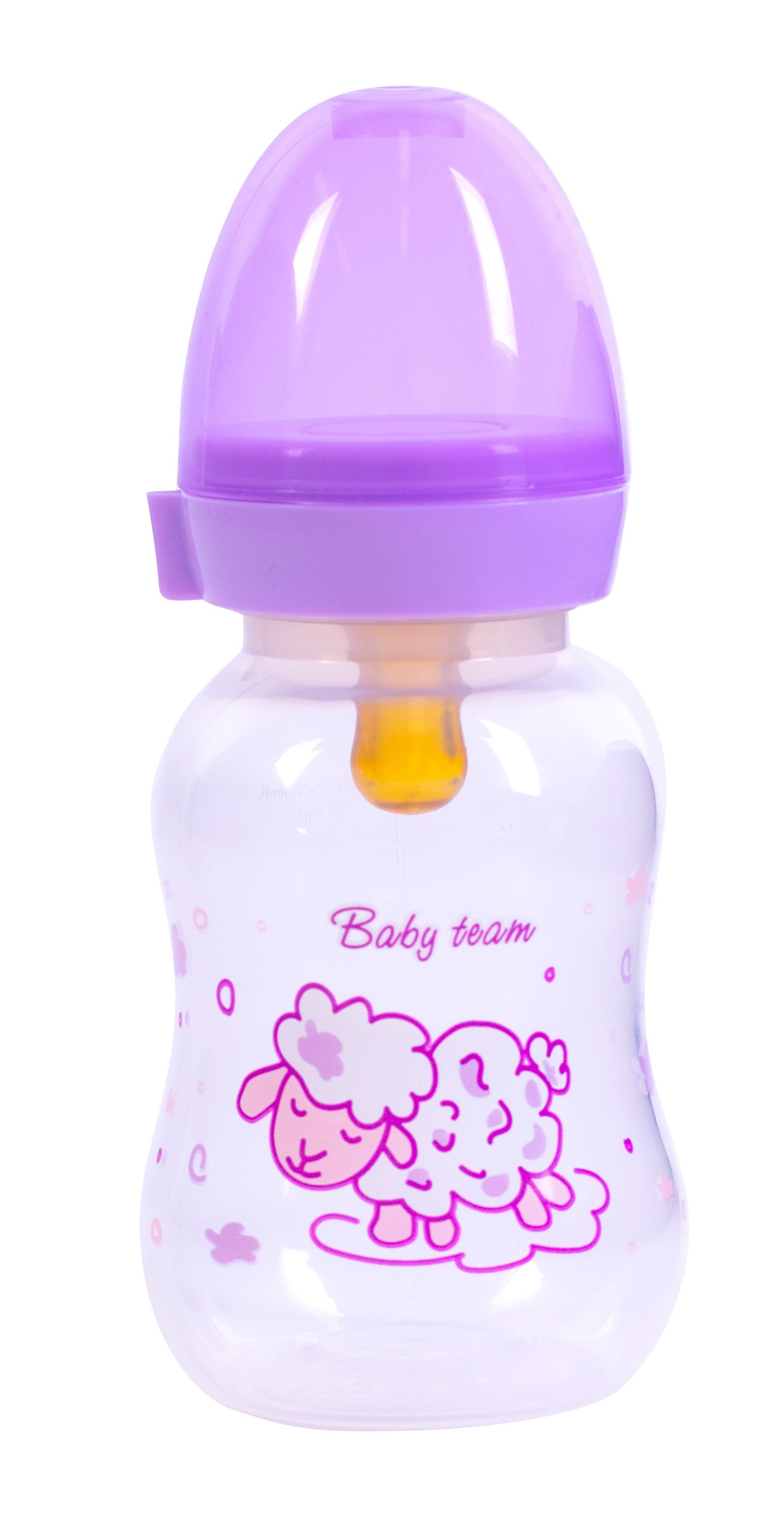 Пляшечка для годування Baby Team, з латексною соскою, 125 мл, фіолетовий (1300_фіолетовий) - фото 1