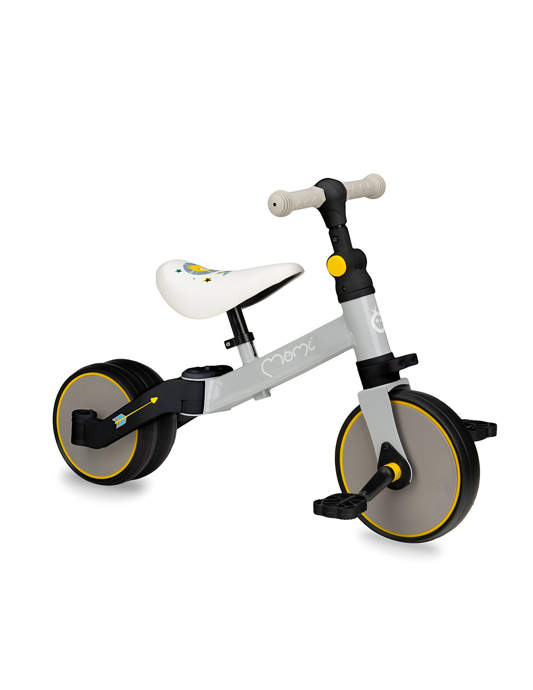 Детский беговел-велосипед MoMi Loris 4 в 1, желтый (ROBI00040) - фото 1