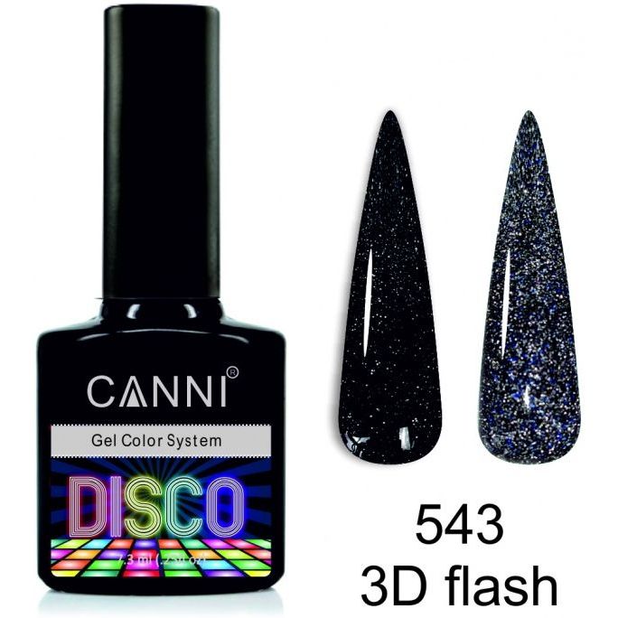 Світловідбиваючий гель-лак Canni Disco 3D flash №543 чорно-синій 7.3 мл - фото 2