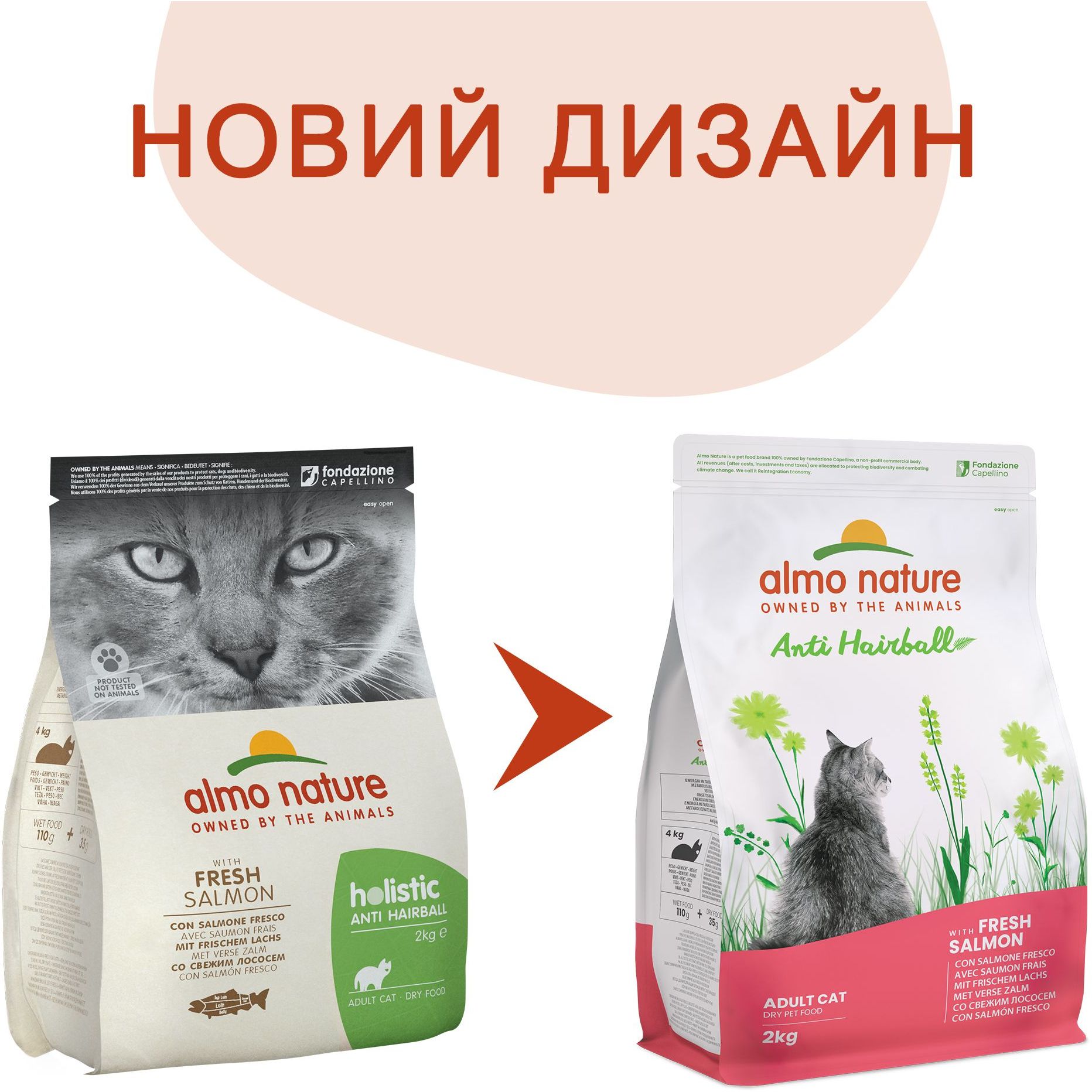 Сухой корм для кошек Almo Nature Holistic Cat для выведения шерсти со свежим лососем 2 кг (672) - фото 2