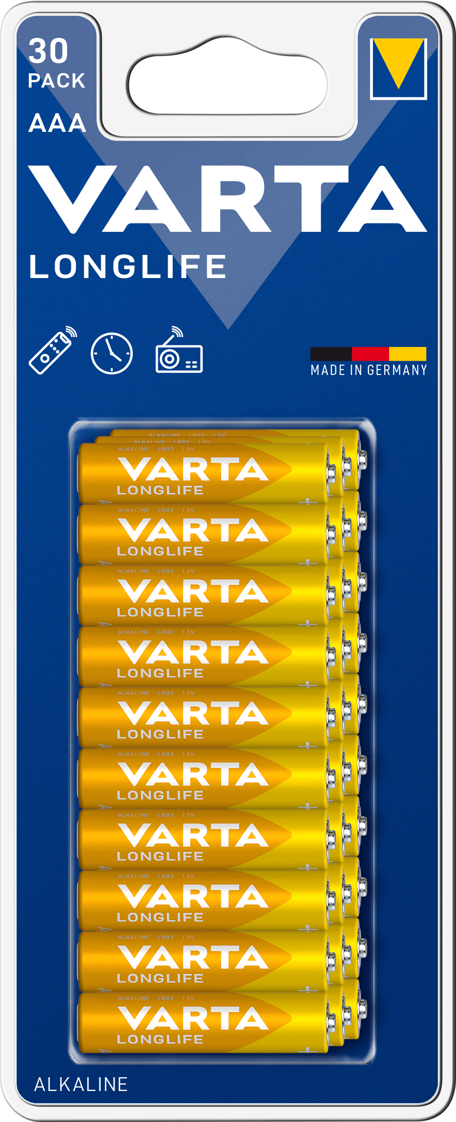 Батарейка Varta Long Life AАA Bli Alkaline, 1,5 V, 30 шт. (4103101630) - фото 1