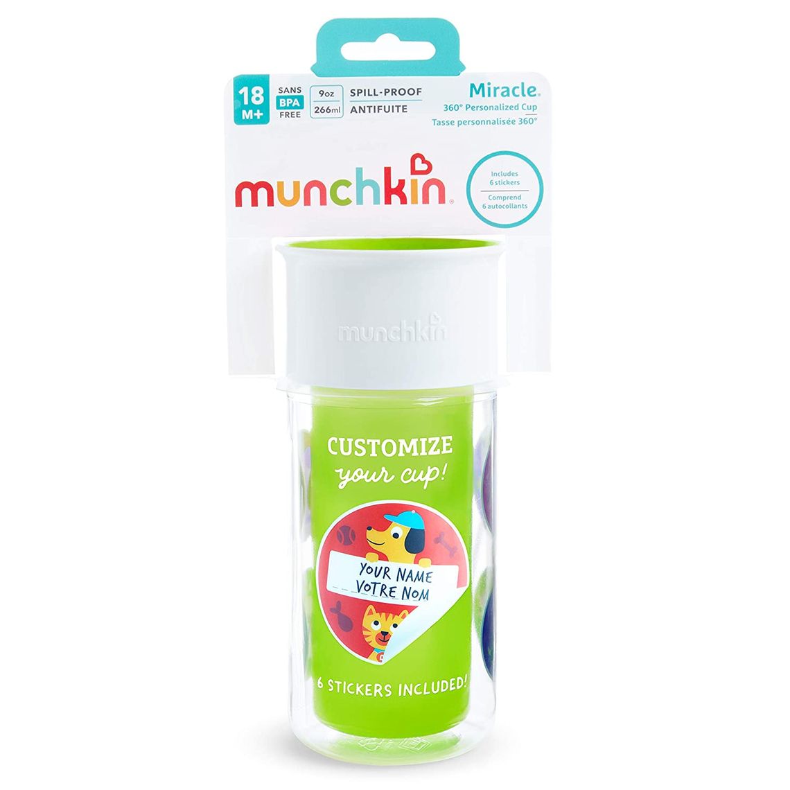 Поильник непроливайка Munchkin Miracle 360 Insulated Sticker, 266 мл, салатовый (17407.03) - фото 5
