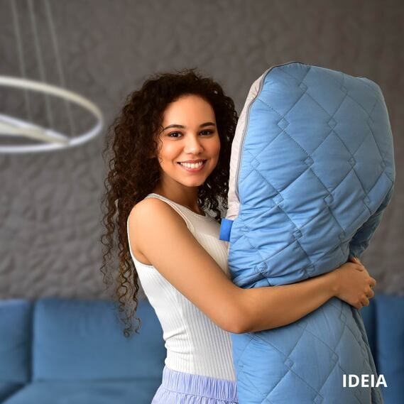 Подушка Ideia П-подібна для вагітних та відпочинку, 140x75x20 см, світло-сіра з джинсовим (8-33724 джинс/св.сірий) - фото 7