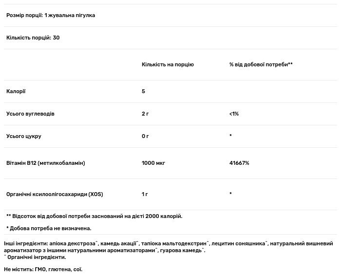 Вітамін В12 Dr. Mercola 1000 мкг 30 жувальних таблеток - фото 2