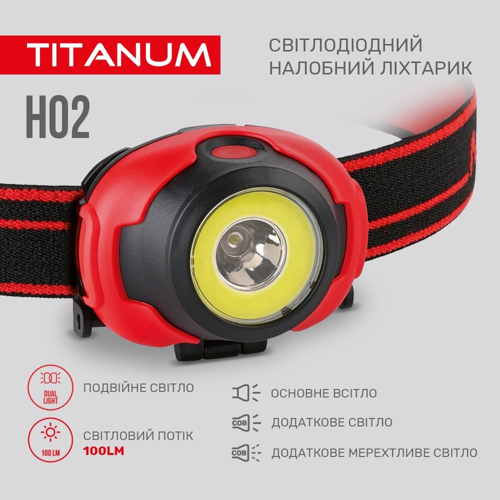 Налобный светодиодный фонарик Titanum TLF-H02 100 Lm 6500 K (TLF-H02) - фото 5