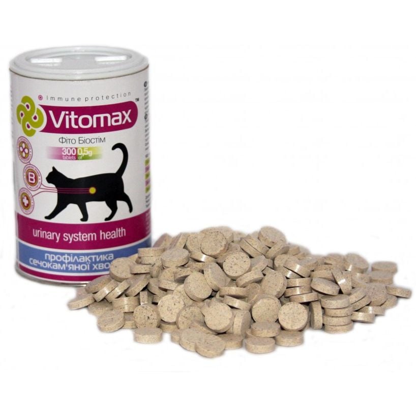 Витамины Vitomax профилактика мочекаменной болезни для кошек, 300 таблеток - фото 2