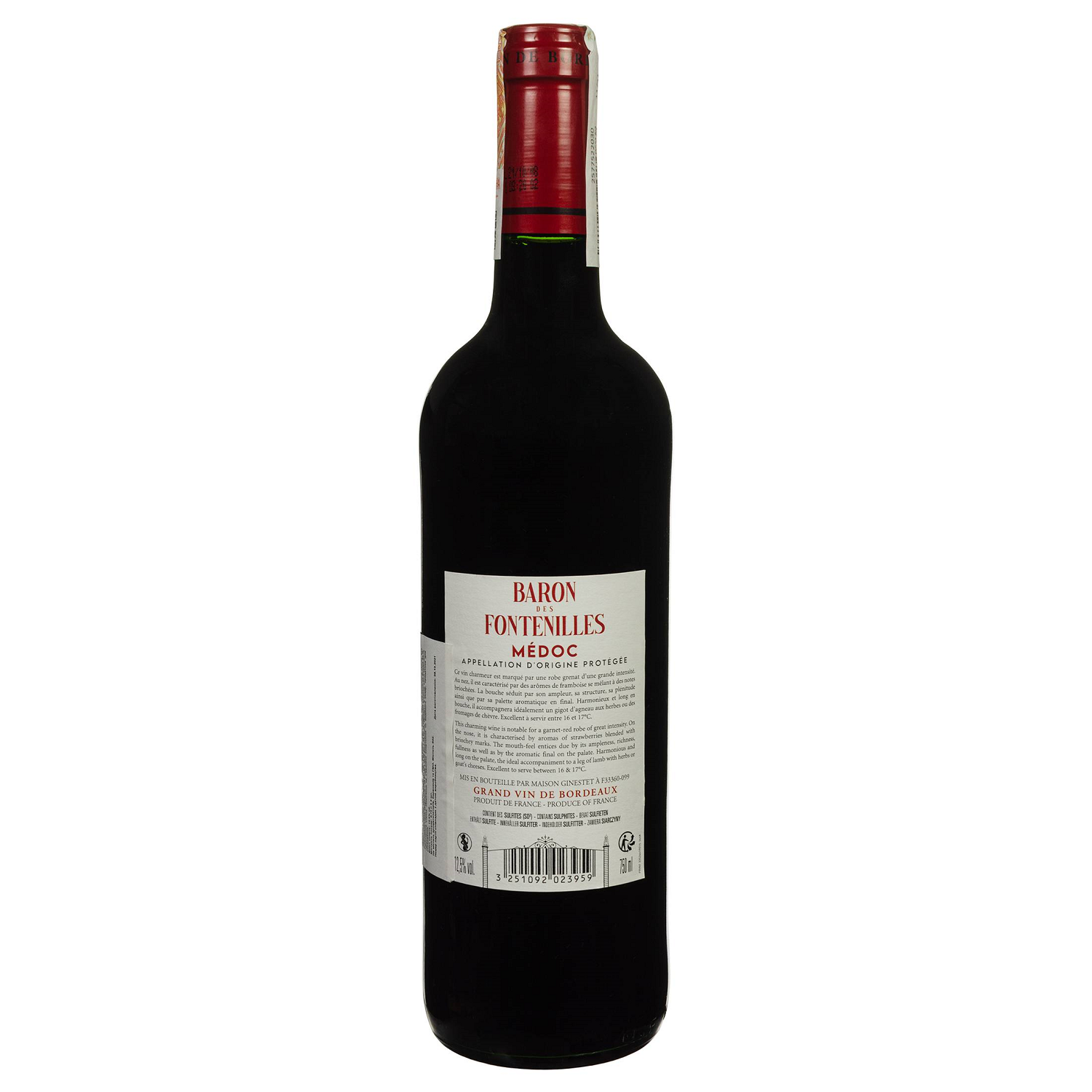 Вино Baron Des Fontenilles Medoc, красное, сухое, 0,75 л - фото 2