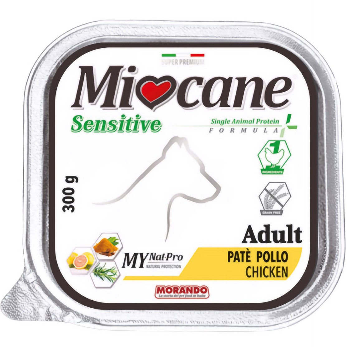 Беззернові монопротеїнові консерви для собак Morando MioCane Sensitive Monoprotein Adult, курка, 300 г - фото 1