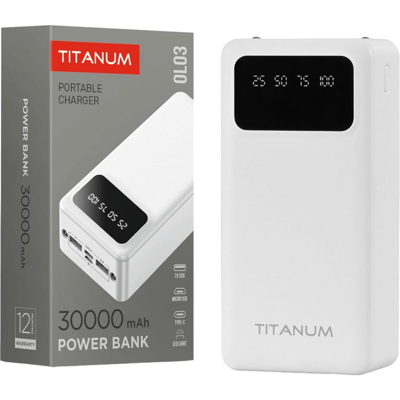 Повербанк Titanum OL03 White 30000 mAh (TPB-OL03-W) - фото 1