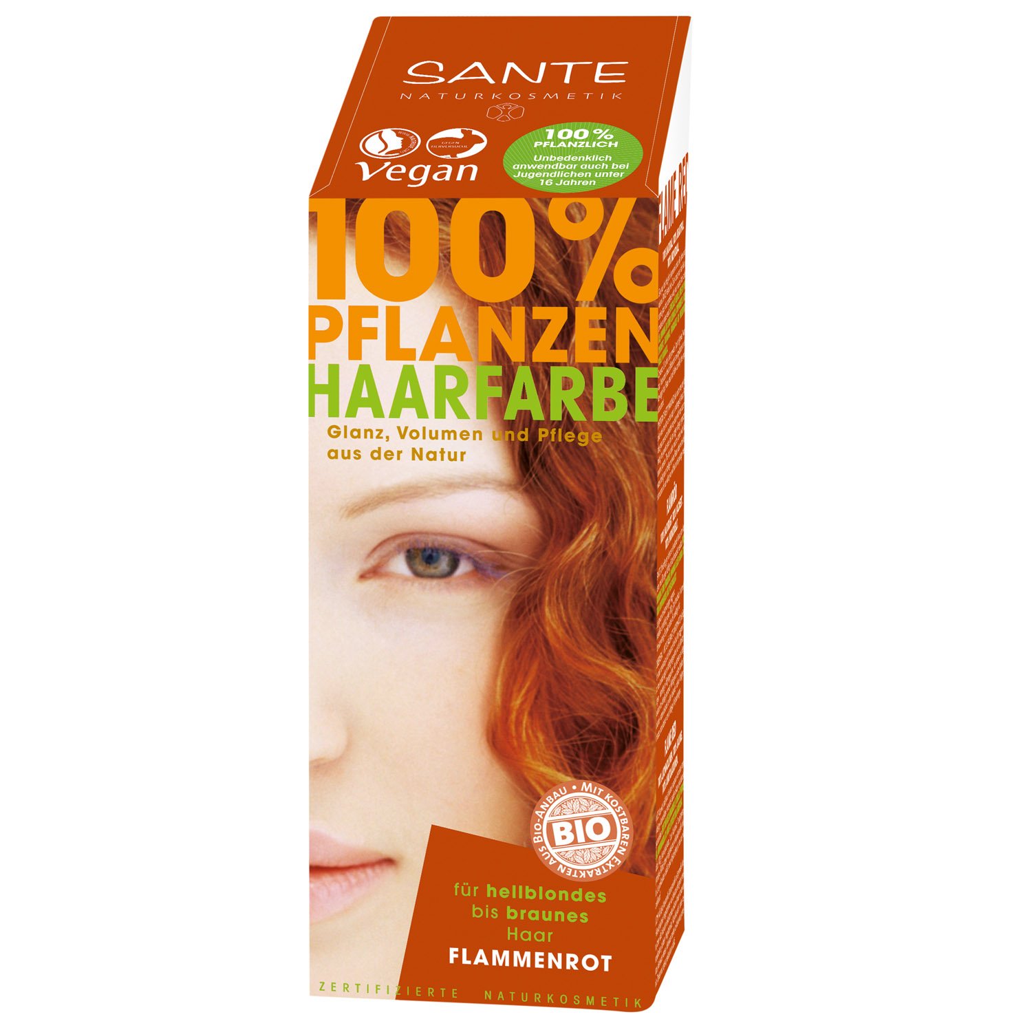 Био-краска для волос Sante Flame Red, порошковая, растительная, 100 г - фото 1