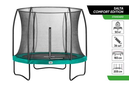 Батут Salta Comfort Edition, круглий, 183 см, зелений (5071G) - фото 1