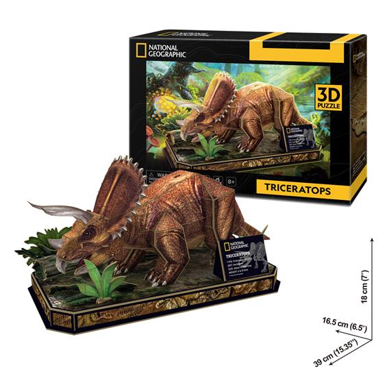 Тривимірна головоломка-конструктор CubicFun National Geographic Dino, Трицератопс (DS1052h) - фото 2