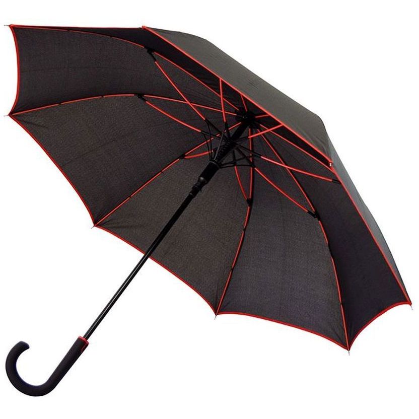 Зонт-трость Bergamo Line черный с красным (7130005) - фото 1