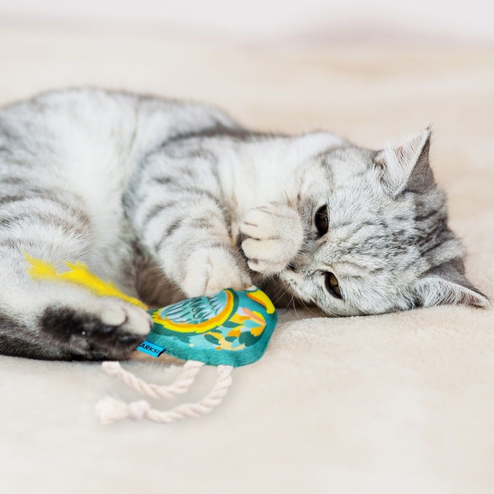 Іграшка для котів Barksi Папуга з дзвіночком та пір'ям 11х8 см - фото 5