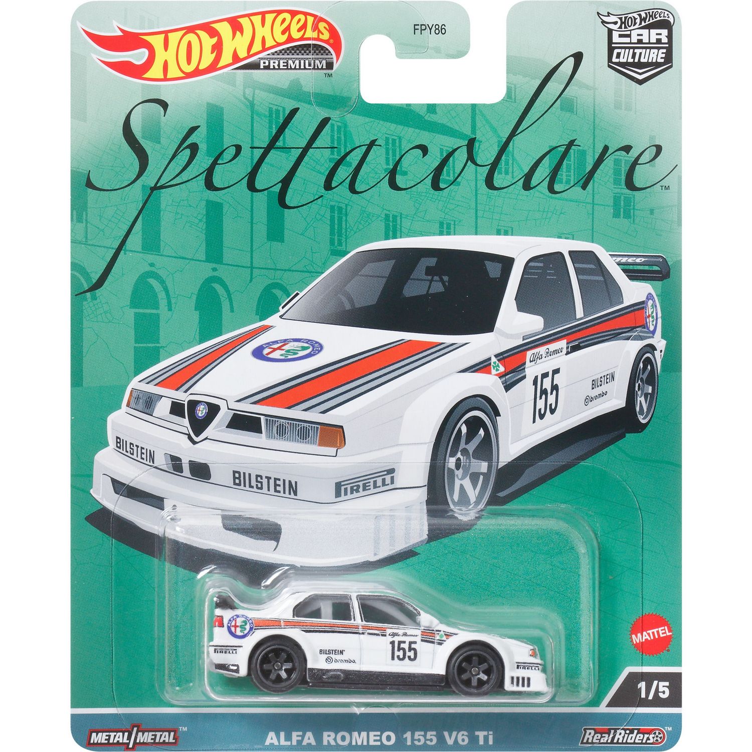 Коллекционная модель машинки Hot Wheels Car Culture Alfa Romeo 155 V6 Ti белая (FPY86/HKC48) - фото 1