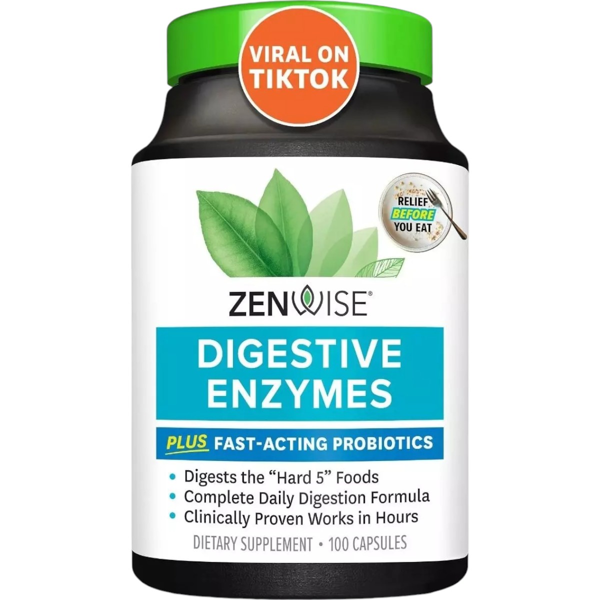 Пищеварительные ферменты и быстродействующие пробиотики Zenwise Digestive Enzymes with Probiotics 180 капсул - фото 1