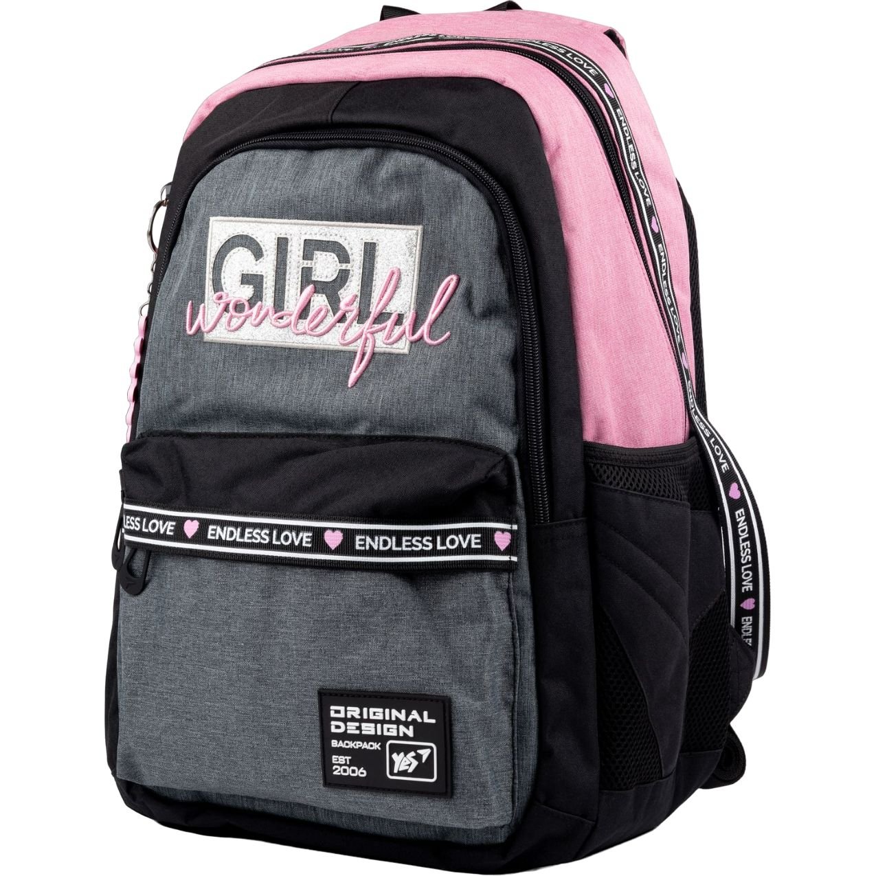 Рюкзак Yes TS-61 Girl Wonderful, черный с розовым (558908) - фото 1
