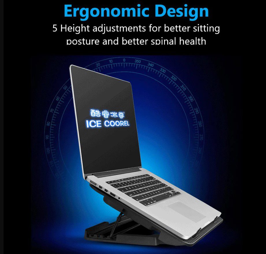 Охолоджувальна підставка для ноутбука Ice Coorel A9, 6x60 мм 2400RPM, 2xUSB 15.6 дюймів  - фото 7