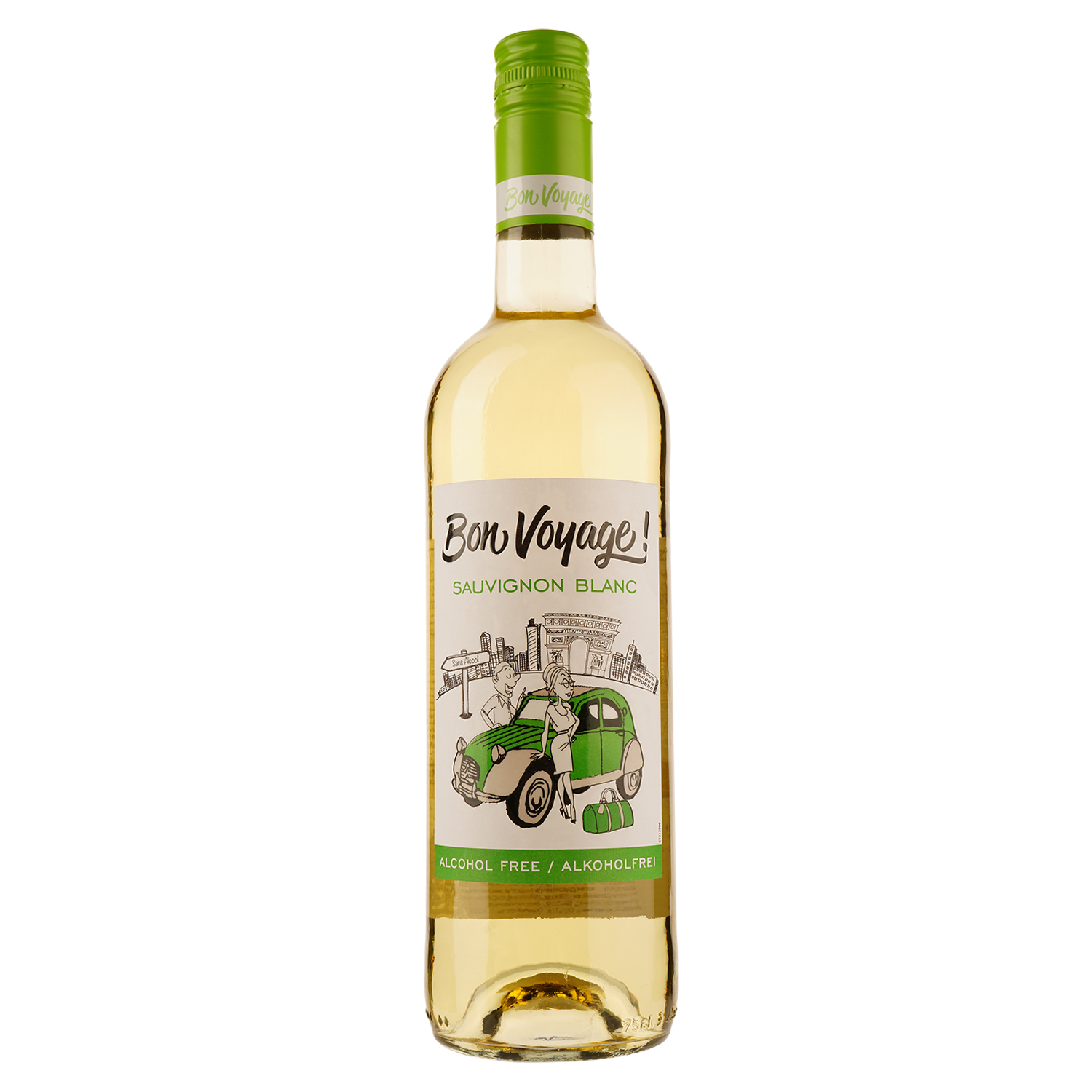 Вино Bon Voyage Sauvignon Blanc Alcohol Free, белое, полусухое, 0,5%, 0,75 л - фото 1