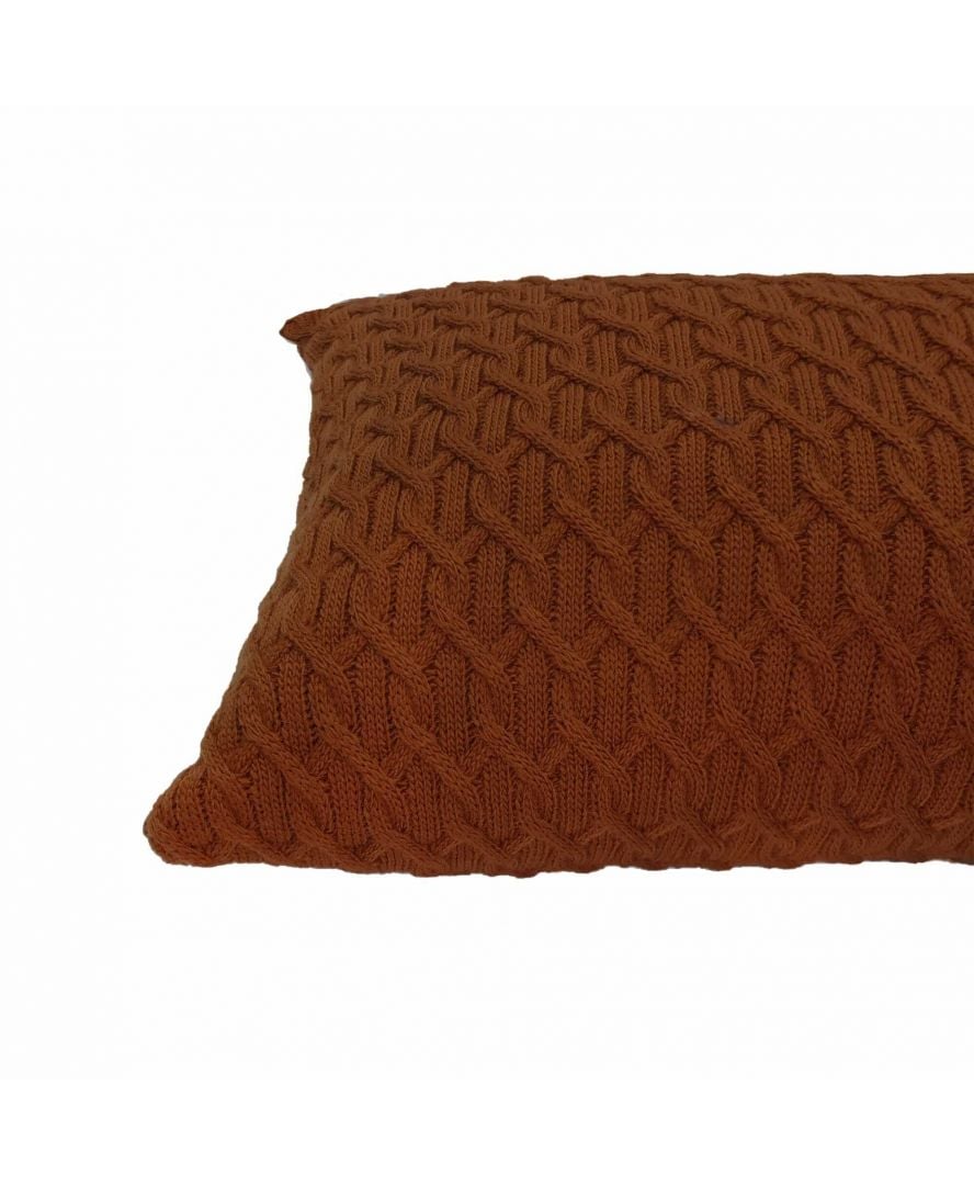 Подушка вязаная Прованс Цепи, 45х30 см, коричневый (25056) - фото 2