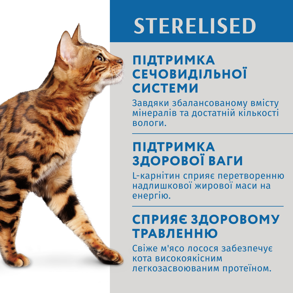Вологий корм Optimeal для стерилізованих кішок та кастрованих котів з лососем та чорницею в желе 85 г - фото 8