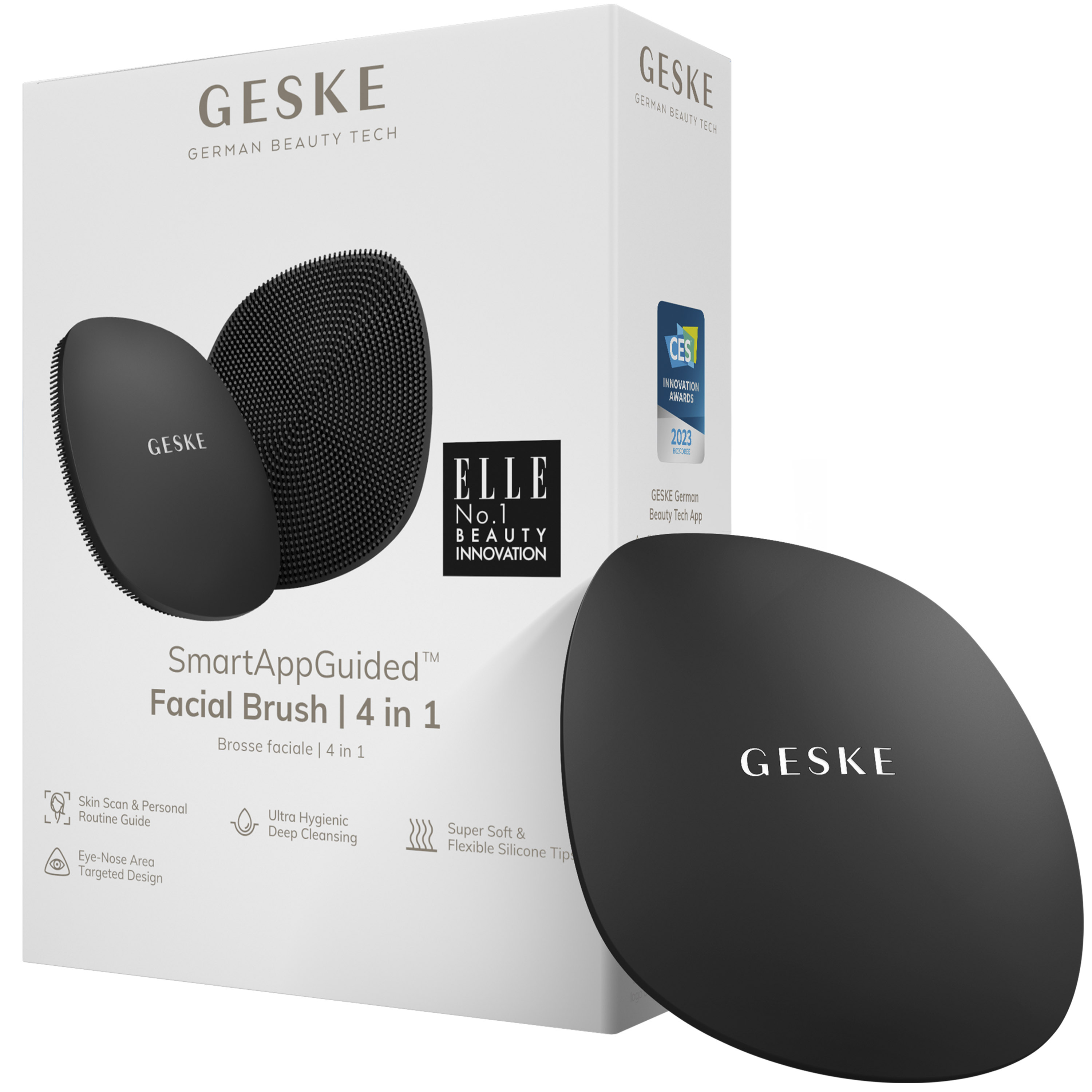 Щетка для лица GESKE Facial Brush 4 в 1 серая - фото 1