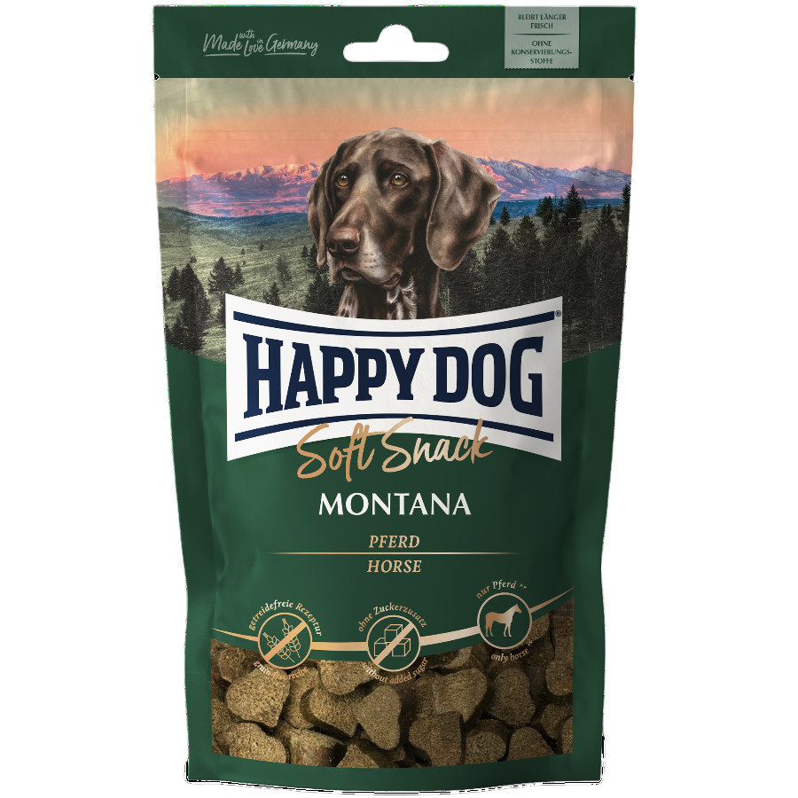 Ласощі для собак середніх та великих порід Happy Dog SoftSnack Montana, м'які закуски з кониною, 100 г (60689) - фото 1