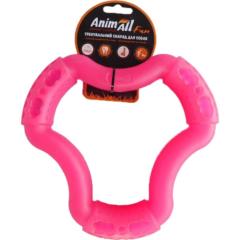 Іграшка для собак AnimAll Fun AGrizZzly Кільце шестистороннє коралова 20 см - фото 1