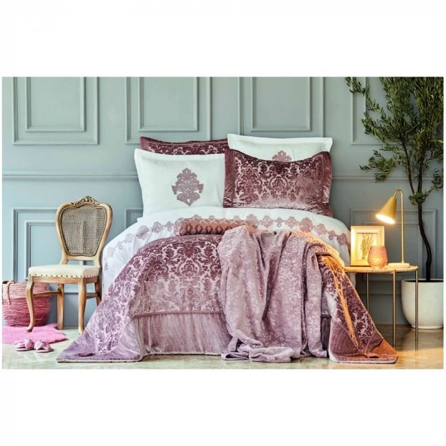 Набор постельное белье с одеялом Karaca Home Volante g.kurusu, евро, розовый, 11 предметов (svt-2000022267908) - фото 1