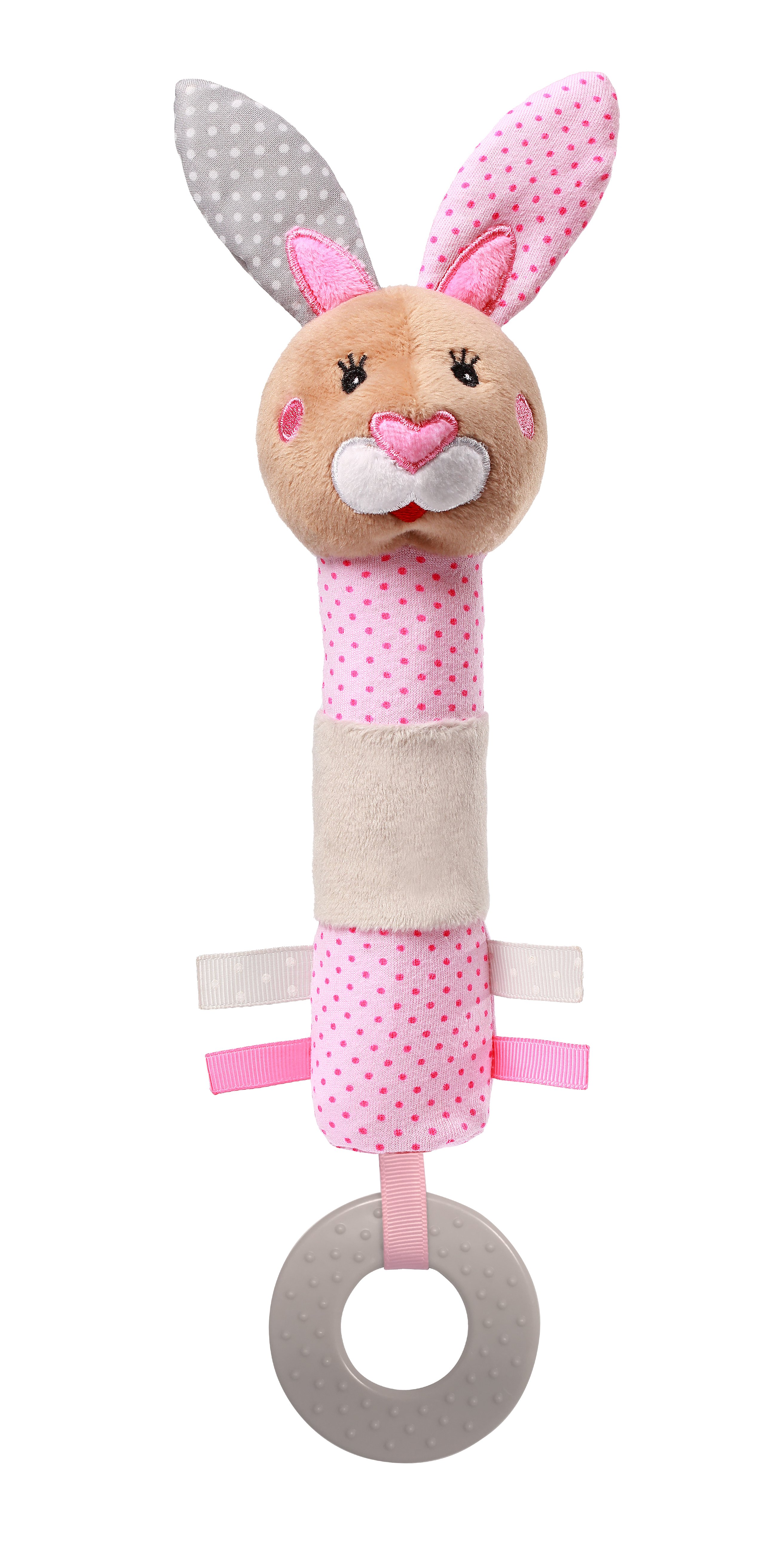 Іграшка-піщалка BabyOno Кролик Юлія, 24 см, рожевий (621) - фото 1