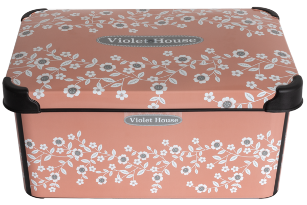 Кошик Violet House 0647 Decor Powder Flowers, з кришкою, 10 л, рожевий (0647 DECOR POWDER FLOWERS с/кр. 10 л) - фото 2