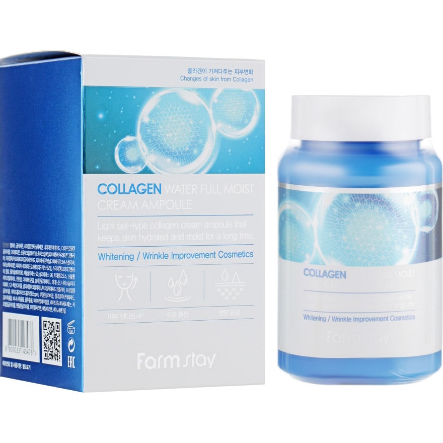 Зволожувальний крем-сироватка FarmStay Collagen Water Full Moist Cream Ampoule, з колагеном, 250 мл - фото 2