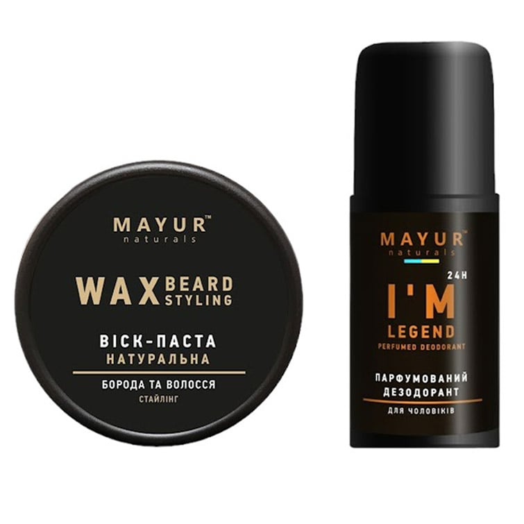 Чоловічий подарунковий набір №58: Віск-паста для бороди Mayur 50 мл + Дезодорант Mayur I'm a Legend 50 мл - фото 1