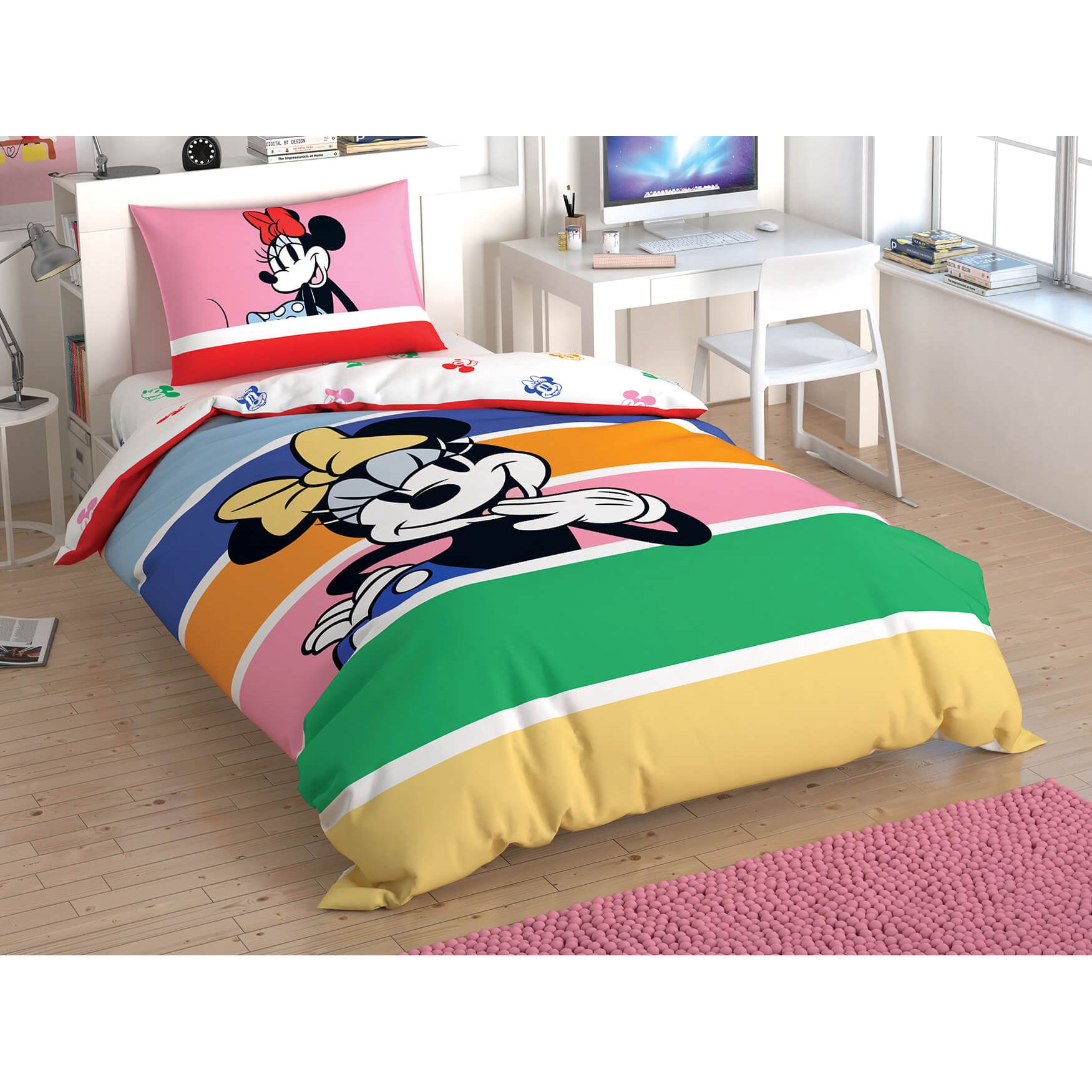 Комплект постільної білизни TAC Disney Minnie Mouse Rainbow Полуторний Різнокольоровий 000229586 - фото 1