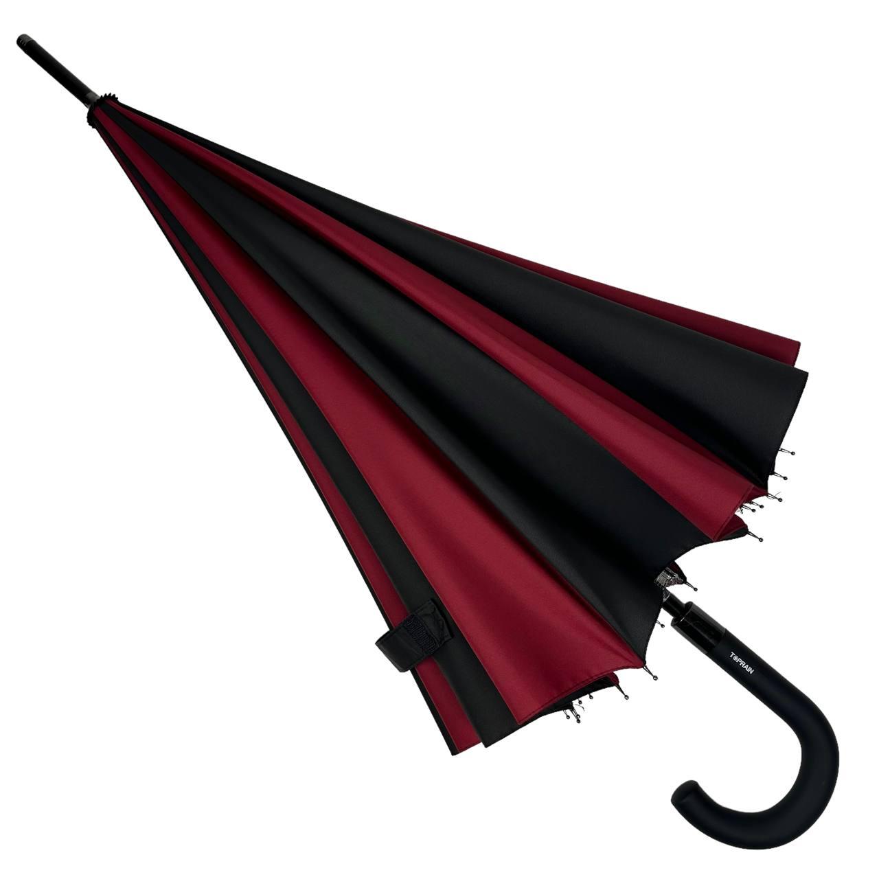 Жіноча парасолька-палиця напівавтомат Toprain 98 см бордова - фото 4