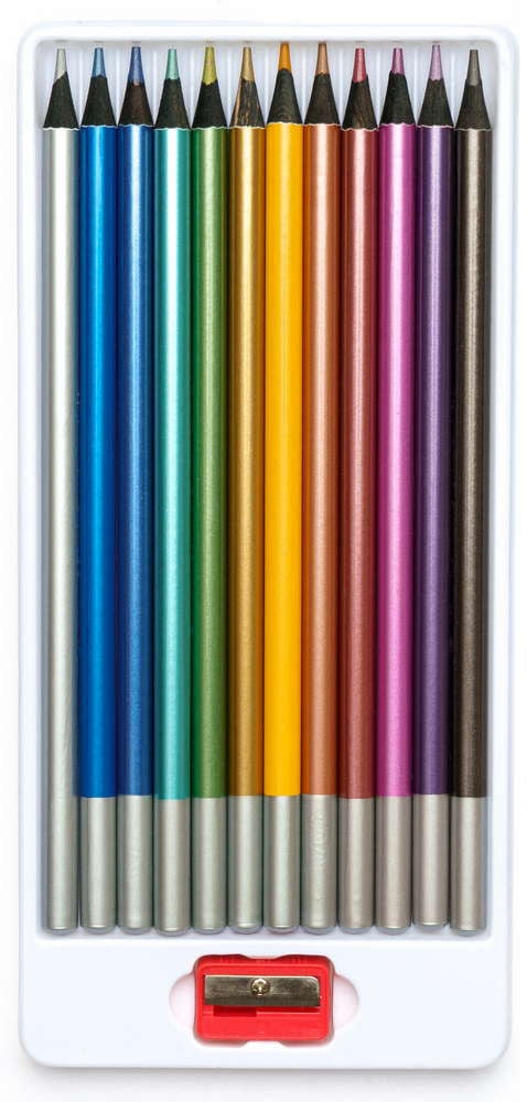 Олівці кольорові Школярик Металік, з точилкою, 12 кольорів (312114002-UA) - фото 2