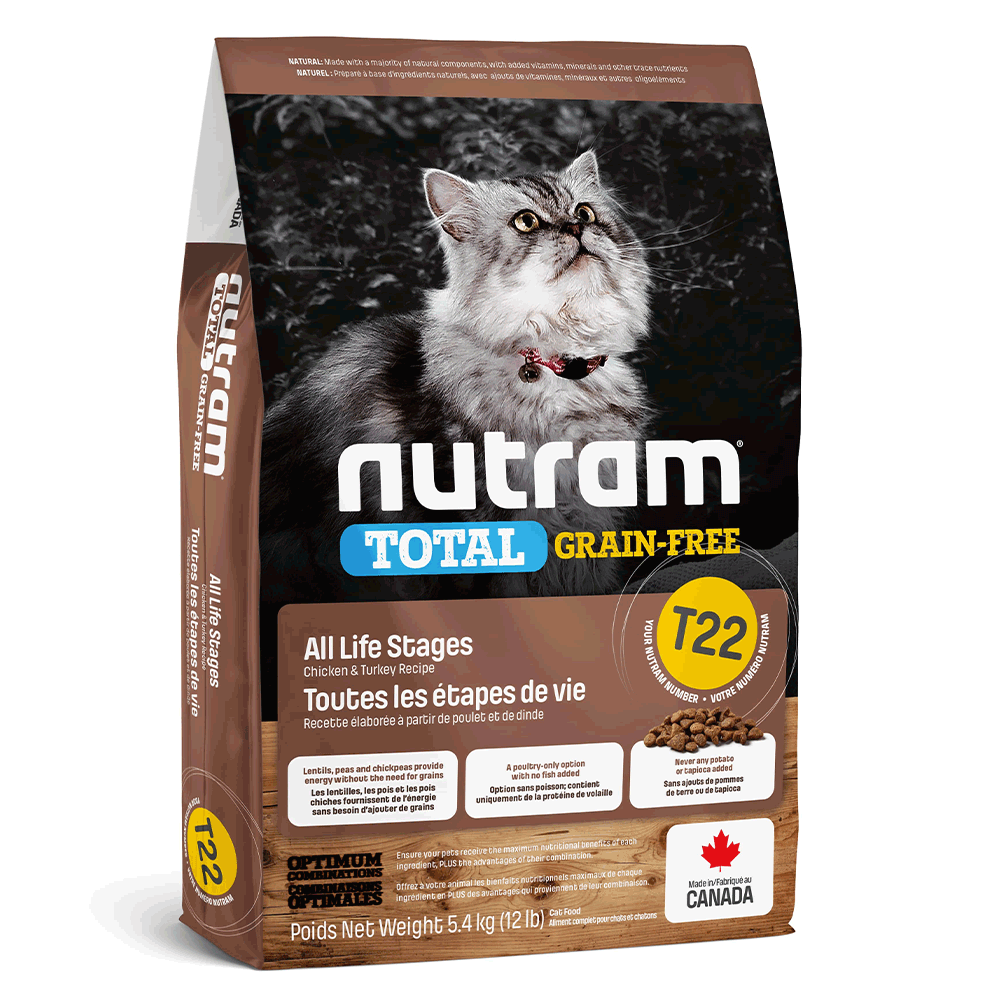 Сухой корм для котов Nutram - T22 GF Salmon&Trout Cat, индейка-курица, 5,4 кг (67714102826) - фото 1