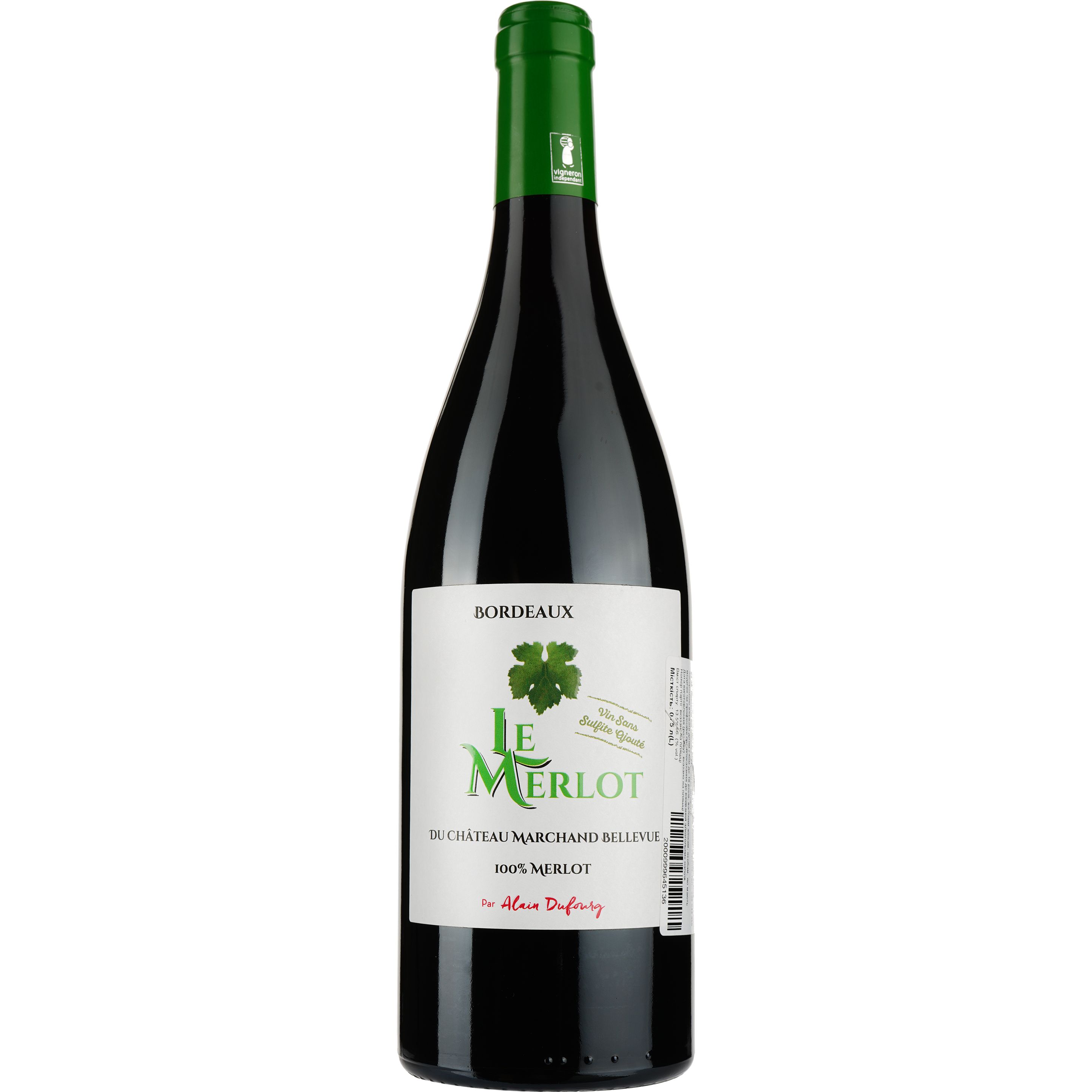 Вино Chateau Marchand Bellevue Le Merlot, Alain Dufourg Bordeaux, червоне, сухе, 0,75 л - фото 1
