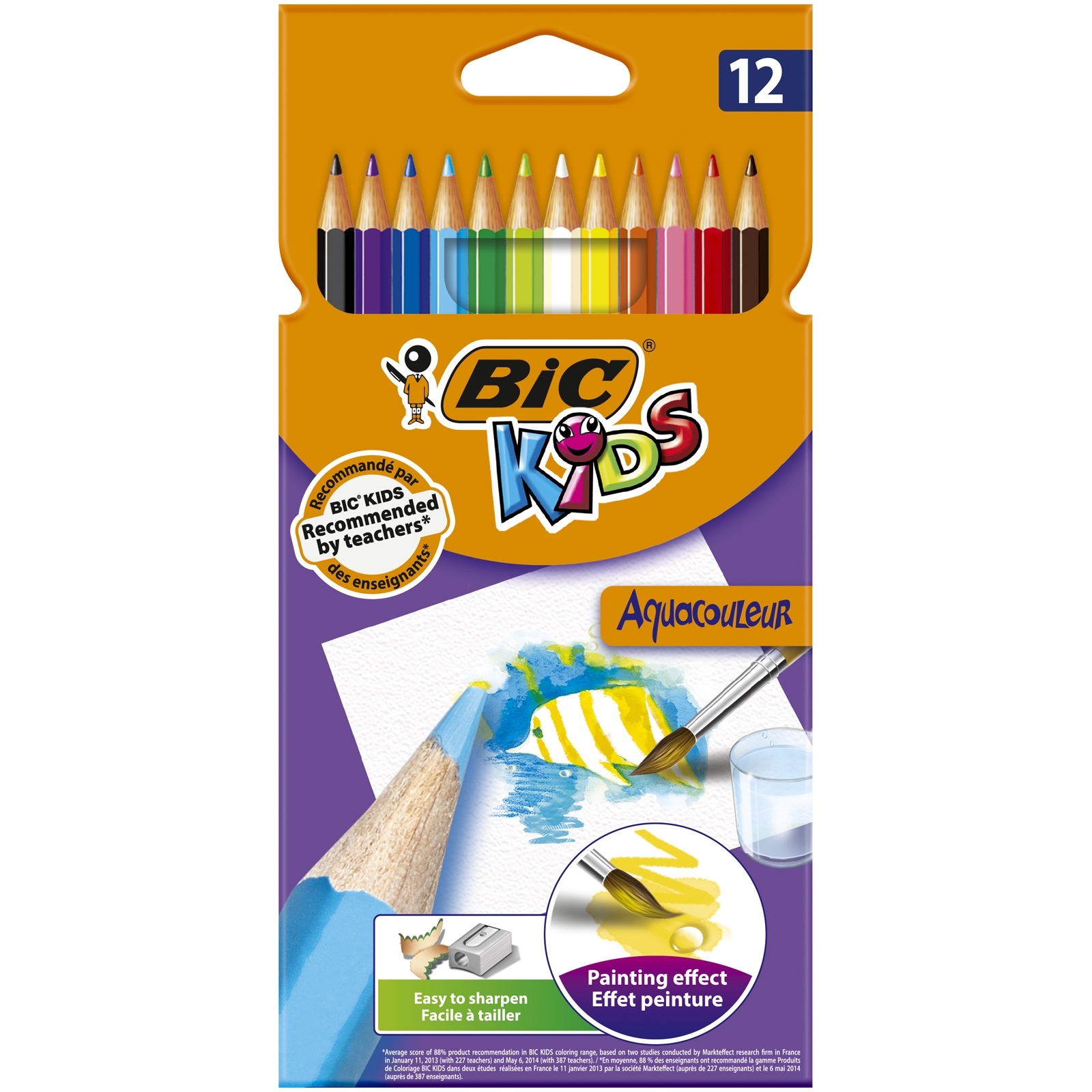 Олівці кольорові BIC Kids Aquacouleur, 12 кольорів (8575614) - фото 1