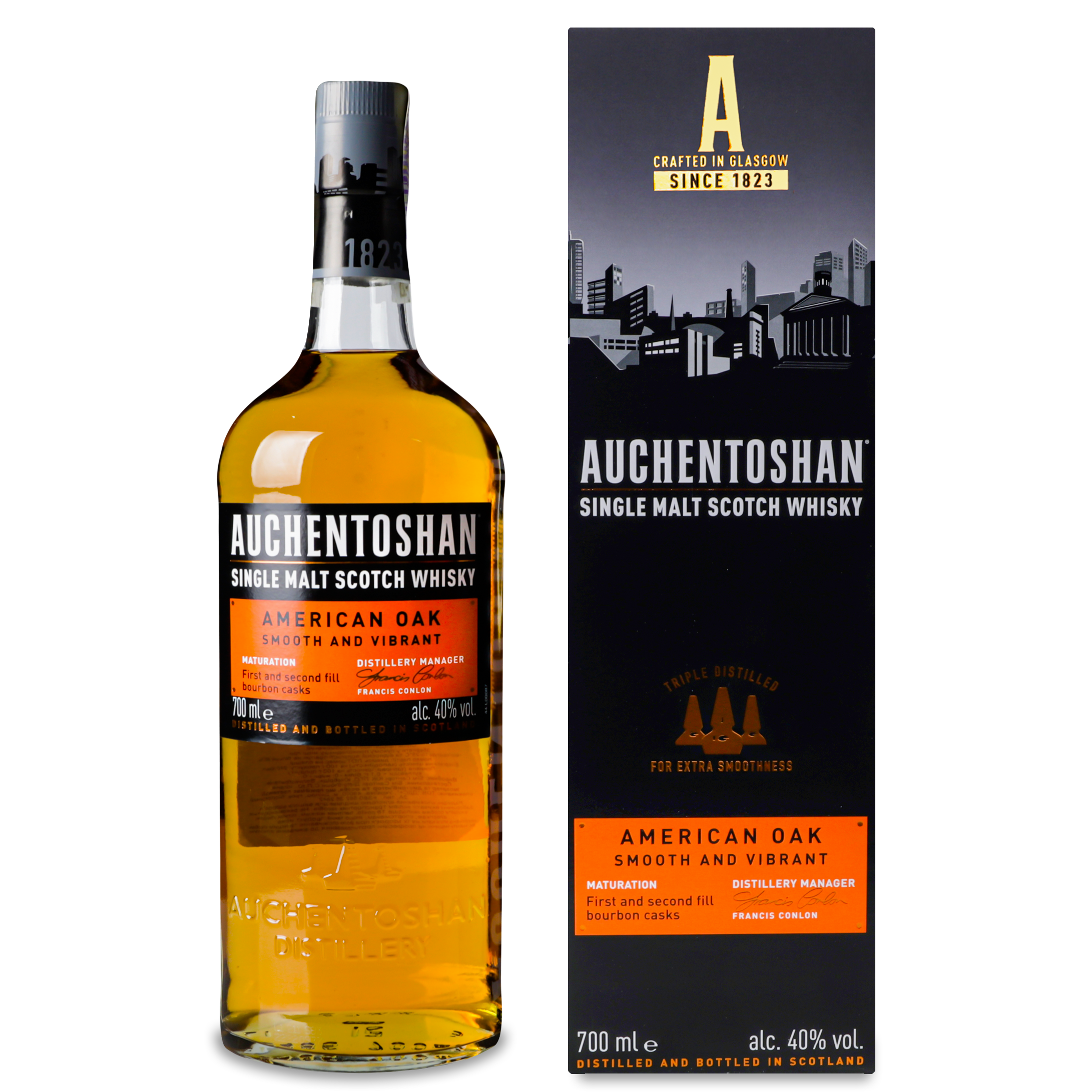 Виски Auchentoshan American Oak Single Malt Scotch Whisky, 40%, 0,7 л - фото 1
