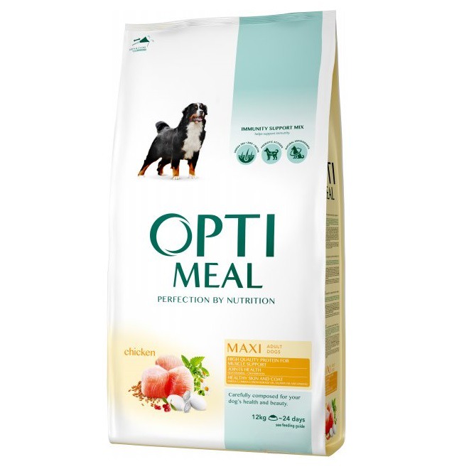 Сухий корм для дорослих собак великих порід Optimeal, курка, 12 кг (B1740601) - фото 1