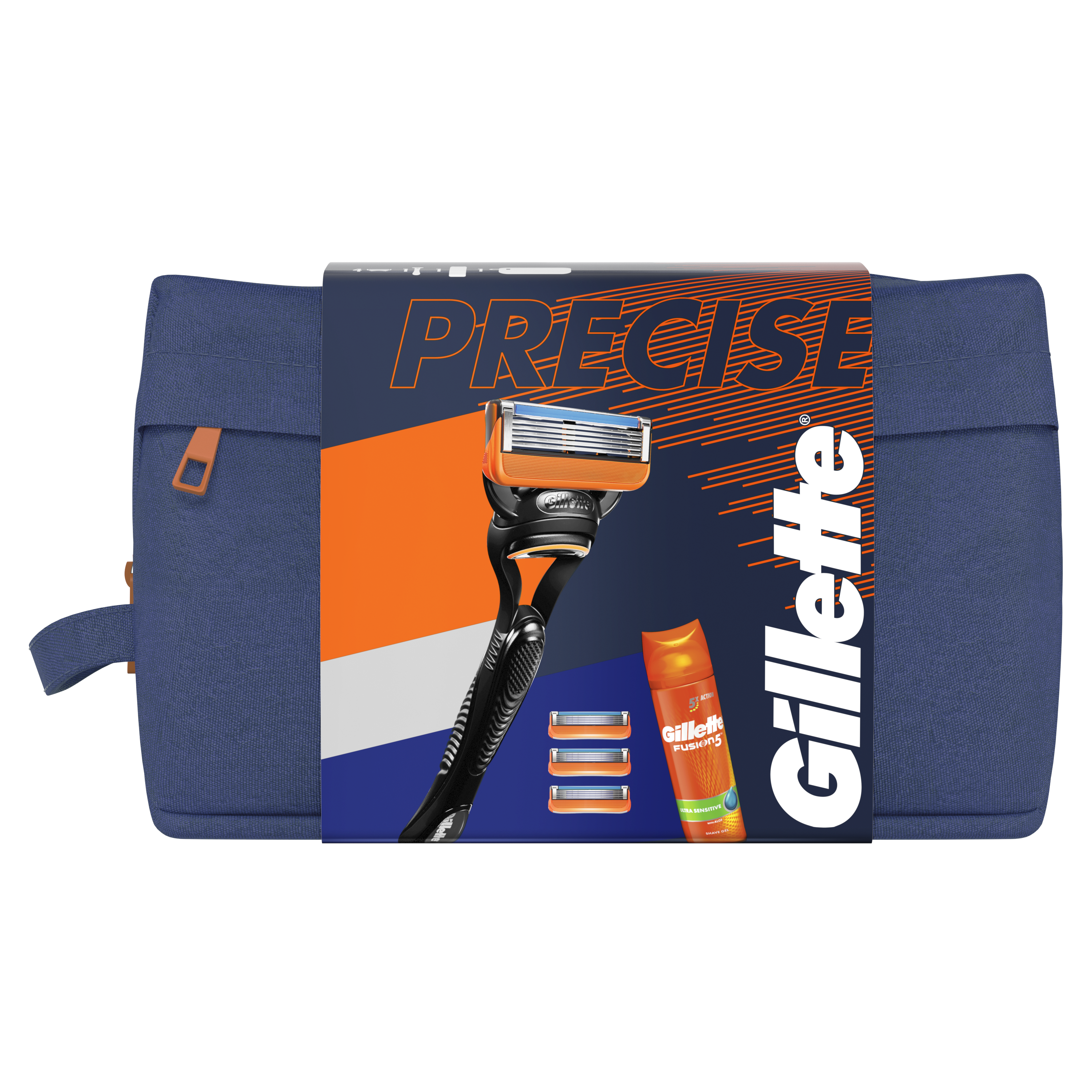 Подарунковий набір для чоловіків Gillette Fusion5: Бритва + Змінні касети, 4 шт. + Гель для гоління 200 мл - фото 1